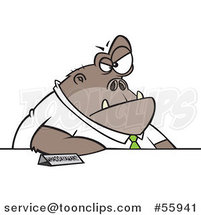 Cartoon Boss Ape Business Man at a Desk by Toonaday