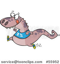 Cartoon Purple T Rex Dinosaur Jogging by Toonaday