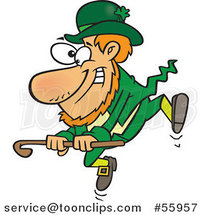 Cartoon St Patricks Day Leprechaun Dancing with a Cane by Toonaday