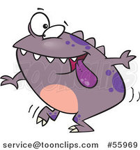 Cartoon Happy Purple Monster Dancing by Toonaday