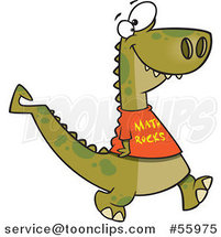 Cartoon Smart Dinosaur Wearing a Math Rocks Shirt by Toonaday