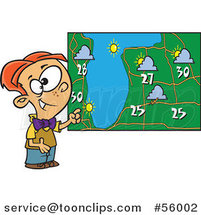 Cartoon White Weather Boy Discussing by a Map by Toonaday