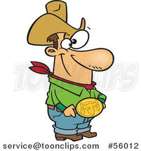 Cartoon White Cowboy Guy Showing His Bull Belt Buckle by Toonaday