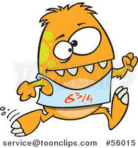 Cartoon Athletic Orange Monster Running a Marathon by Toonaday