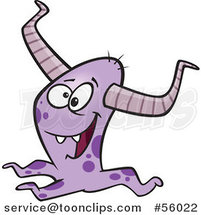 Cartoon Happy Horned Purple Monster by Toonaday