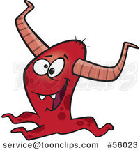 Cartoon Happy Horned Red Monster by Toonaday