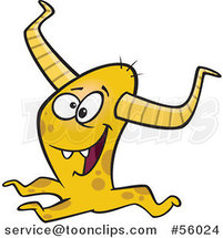 Cartoon Happy Horned Yellow Monster by Toonaday