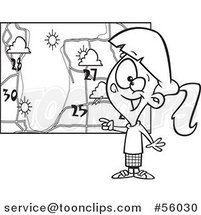 Black and White Cartoon Weather Girl Discussing by a Map by Toonaday