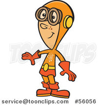 Cartoon Super Hero White Boy Wearing Goggles by Toonaday