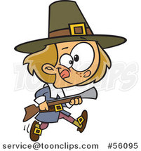 Cartoon White Pilgrim Boy Hunting with a Blunderbus by Toonaday