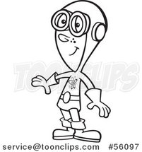 Cartoon Outline Super Hero Boy Wearing Goggles by Toonaday