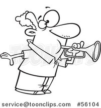 Cartoon Outline Guy Tooting a Horn by Toonaday