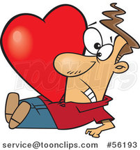 Cartoon Big Red Valentine Heart Crushing a White Guy by Toonaday