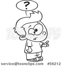 Cartoon Outline Inquisitive Boy Asking a Question by Toonaday