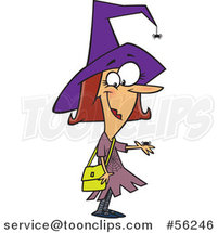 Cartoon Brunette White Female Witch with Pet Spiders by Toonaday
