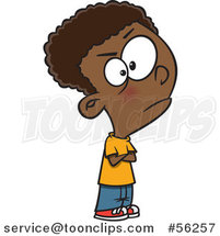 Cartoon Casual Angry Black Boy Pouting by Toonaday