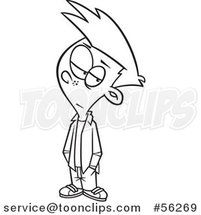 Outline Cartoon Boy Ignoring Something by Toonaday