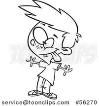 Outline Cartoon Boy Making a Funny Face on Insanity Day by Toonaday