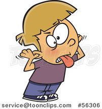 Cartoon Dirty Blond White Bratty Boy Making a Face by Toonaday