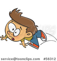 Cartoon Clumsy Brunette White Boy Tripping and Falling by Toonaday