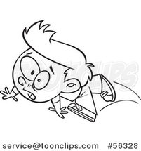 Cartoon Outline Clumsy Boy Tripping and Falling by Toonaday