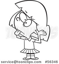 Cartoon Outline Rude and Bratty Girl Sticking Her Tongue out and Fingers in Her Ears by Toonaday