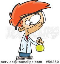 Cartoon Smart Red Haired White Boy Holding a Flask in a Science Lab by Toonaday