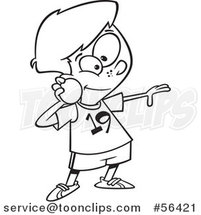 Cartoon Outline Track and Field Boy Throwing a Shot Put by Toonaday