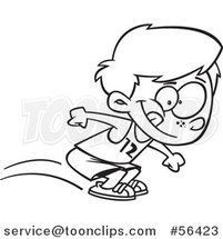 Cartoon Outline Track and Field Boy Long Jumping by Toonaday