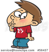 Cartoon Brunette White Boy Shushing by Toonaday