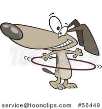 Cartoon Brown Dog Playing with a Hula Hoop by Toonaday