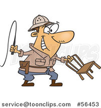 Cartoon Brunette White Lion Tamer Guy Holding a Whip and Chair by Toonaday