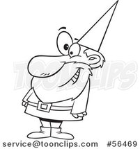 Outline Cartoon Gnome Smiling by Toonaday