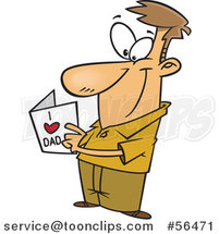 Cartoon White Dad Reading a Fathers Day Card by Toonaday
