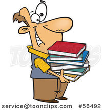 Cartoon White Guy Holding a Stack of Books by Toonaday