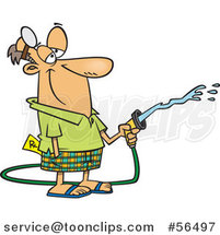 Cartoon Retired White Doctor Using a Hose by Toonaday