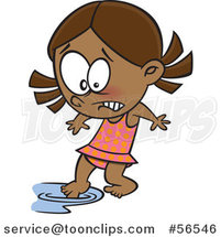 Cartoon Cold Black Swimmer Girl Testing the Water with a Toe by Toonaday