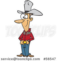 Cartoon Skinny White Cowboy Standing with His Hands on His Belt Buckle by Toonaday