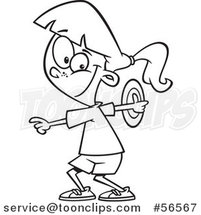 Cartoon Outline Track and Field Girl Doing the Discus Throw by Toonaday