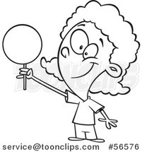 Cartoon Outline Black Girl Holding up a Loli Pop by Toonaday