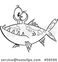 Cartoon Outline Monster Fish by Toonaday