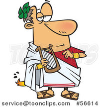 Cartoon Nero Fiddling with a Lyre While Rome Burns by Toonaday