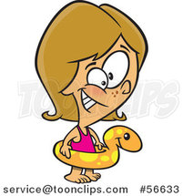 Cartoon Dirty Blond White Girl Wearing an Inner Tube by Toonaday