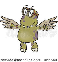 Cartoon Monster Wearing Goggles and Flying with Strapped Wings by Toonaday