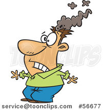 Cartoon White Brain Blasted Guy with a Smoking Head by Toonaday