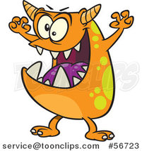 Cartoon Scary Orange Spotted Monster by Toonaday