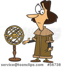 Cartoon Astronomer, Nicolaus Copernicus, Presenting a Model of the Universe by Toonaday