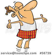 Cartoon Brunette White Guy Jumping Gleefully in the Morning by Toonaday