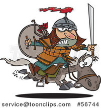 Cartoon Guy, Genghis Khan, Riding into Battle on Horseback by Toonaday