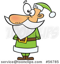 Cartoon Christmas Santa Claus Standing in a Green Suit by Toonaday
